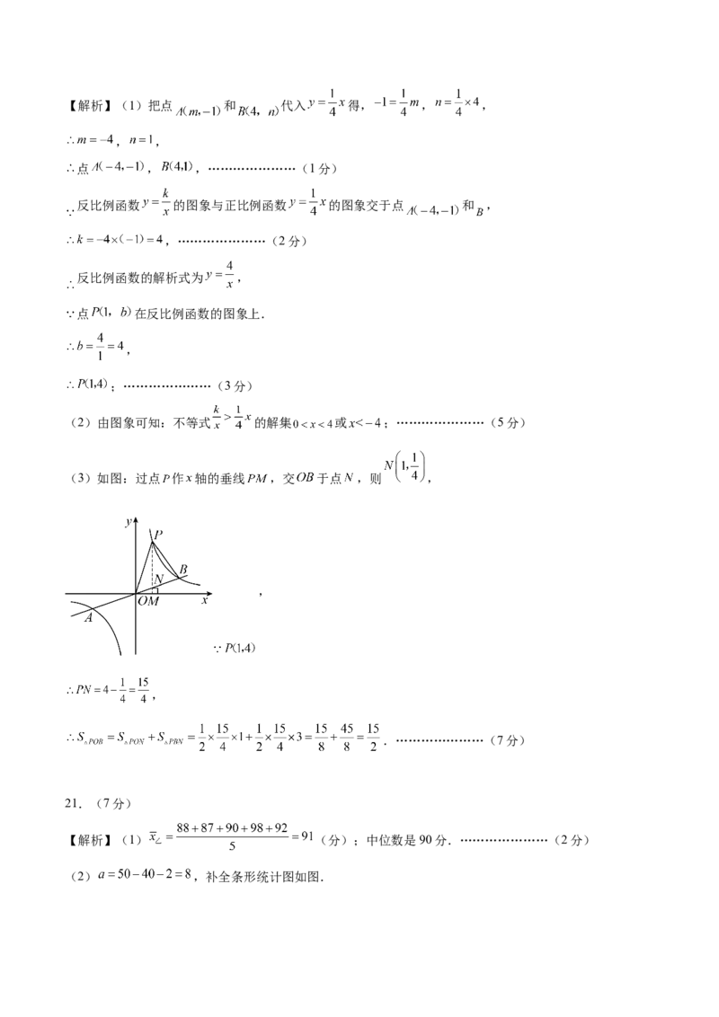 数学（参考答案及评分标准）_2数学总复习_赠送：2024中考模拟题数学_三模（42套）_数学（吉林卷）