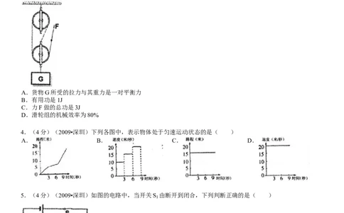 2009年深圳市中考(物理部分)(含答案)_中考真题_4.物理中考真题2015-2024年_地区卷_广东省_广东深圳中考物理2008---2022年