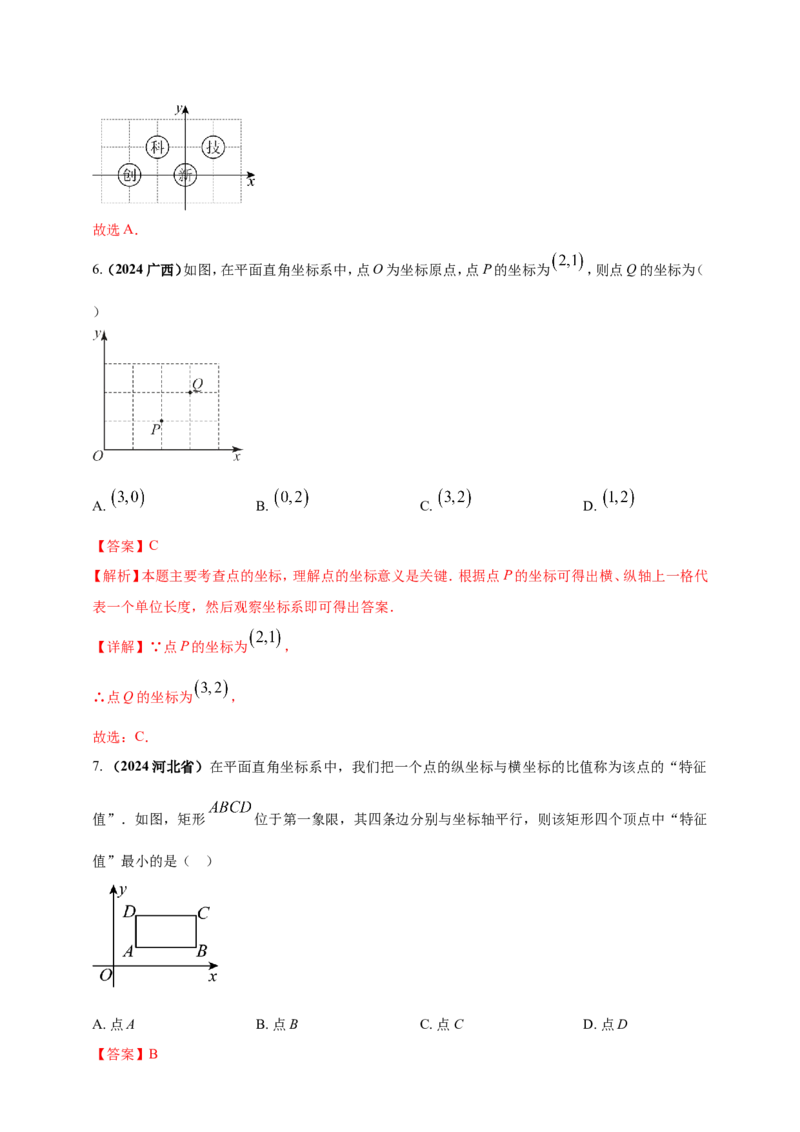 专题07平面直角坐标系（解析版）_2数学总复习_2025中考复习资料_（2025年中考复习全国通用）2024年中考数学真题专题分类精选汇编