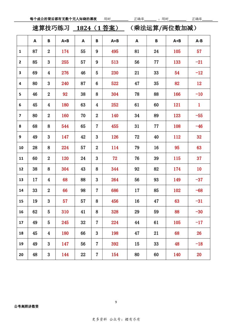 新速算1823-1832（答案版）_2026考公资料_超格合集_数资高照合集_速算高照抖音速算直播课_速算每日打卡题