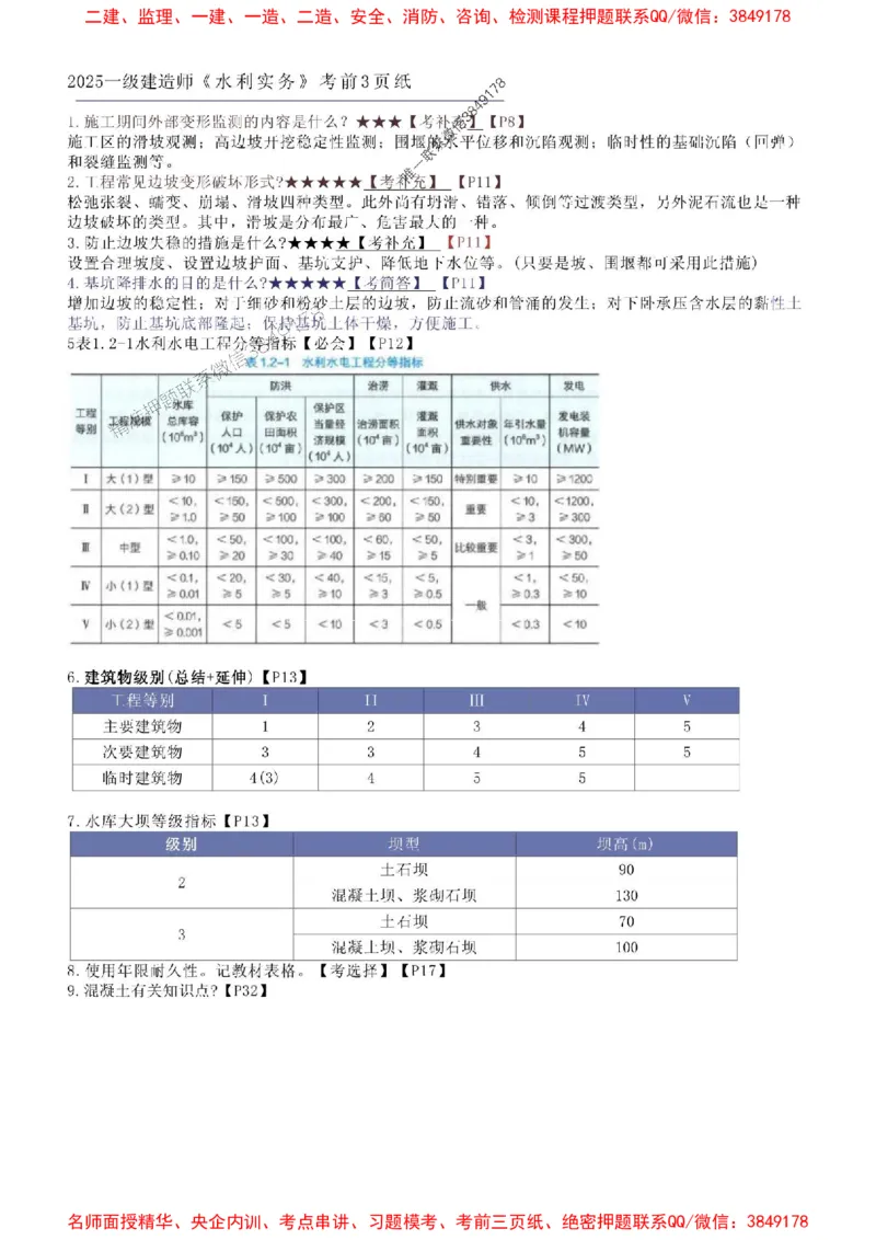 2025年一建水利三页纸-单栏李想_1_2026年一级建造师_2026年一建水利_2025年一建水利SVIP_05-考前密训✿央企特训✿机构普押_28-水利《考前预测3页纸》李想推荐