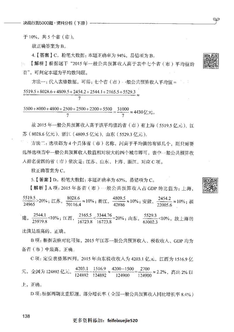 10资料分析（答案）_26吉林考备考资料包_11省考刷题包_04决战行测5000题_行测5000题2021年7月版次