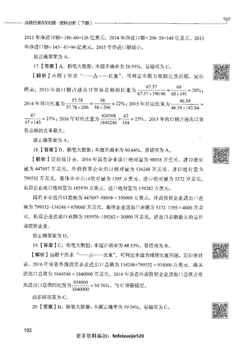 10资料分析（答案）_26吉林考备考资料包_11省考刷题包_04决战行测5000题_行测5000题2021年7月版次