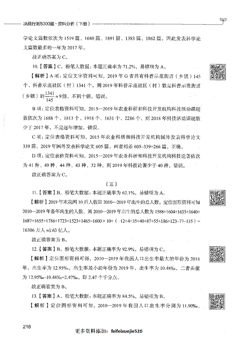 10资料分析（答案）_26吉林考备考资料包_11省考刷题包_04决战行测5000题_行测5000题2021年7月版次