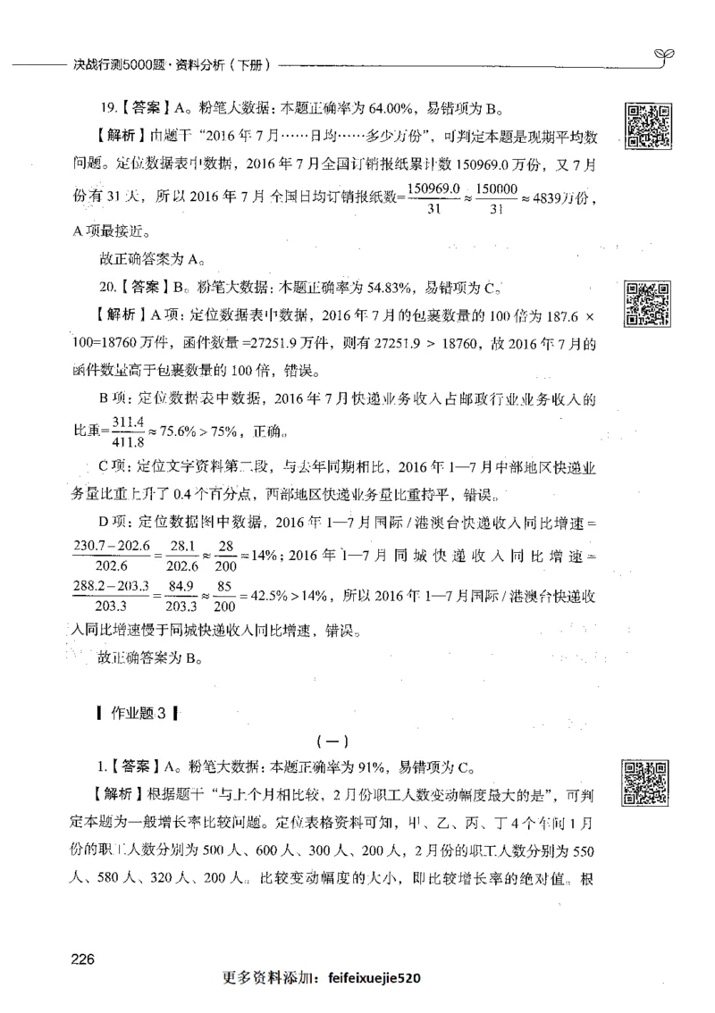10资料分析（答案）_26吉林考备考资料包_11省考刷题包_04决战行测5000题_行测5000题2021年7月版次
