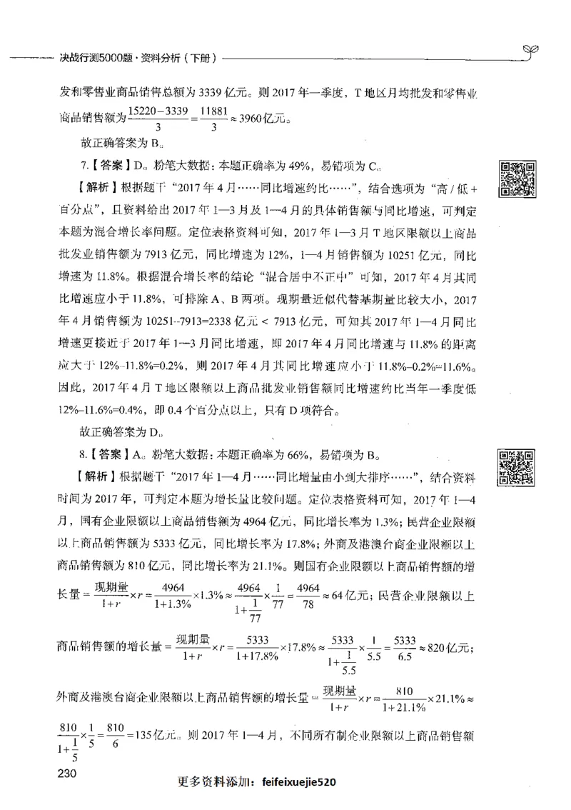 10资料分析（答案）_26吉林考备考资料包_11省考刷题包_04决战行测5000题_行测5000题2021年7月版次