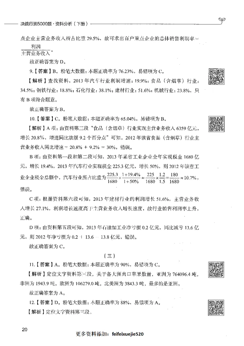 10资料分析（答案）_26吉林考备考资料包_11省考刷题包_04决战行测5000题_行测5000题2021年7月版次