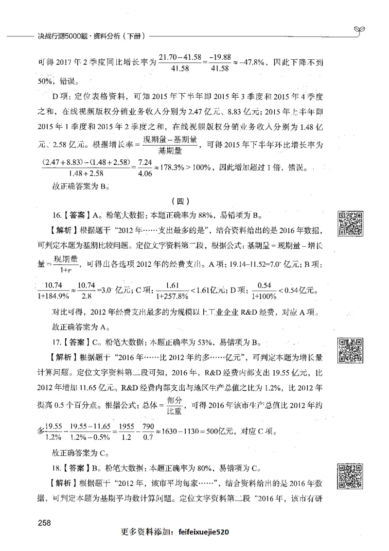 10资料分析（答案）_26吉林考备考资料包_11省考刷题包_04决战行测5000题_行测5000题2021年7月版次