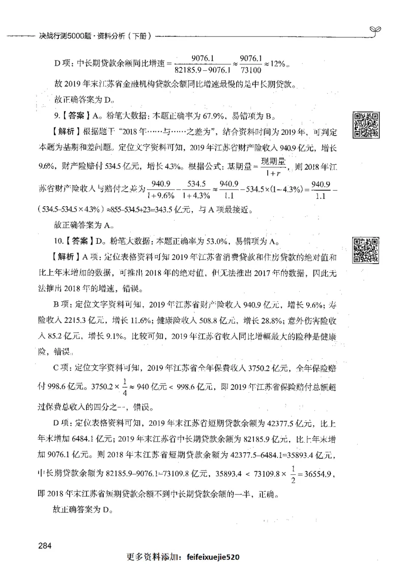 10资料分析（答案）_26吉林考备考资料包_11省考刷题包_04决战行测5000题_行测5000题2021年7月版次
