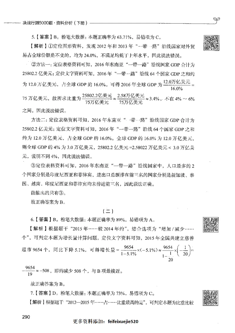 10资料分析（答案）_26吉林考备考资料包_11省考刷题包_04决战行测5000题_行测5000题2021年7月版次