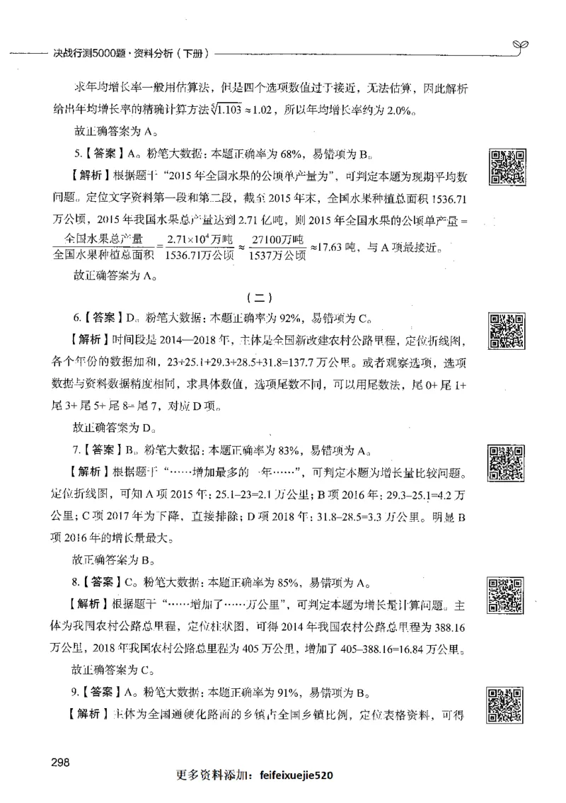 10资料分析（答案）_26吉林考备考资料包_11省考刷题包_04决战行测5000题_行测5000题2021年7月版次