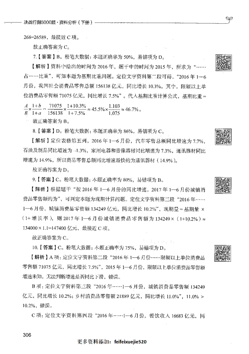 10资料分析（答案）_26吉林考备考资料包_11省考刷题包_04决战行测5000题_行测5000题2021年7月版次