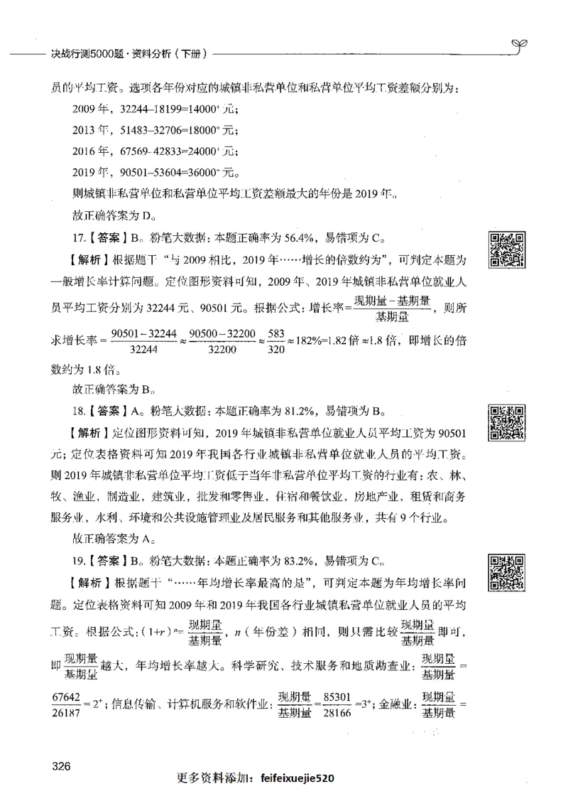 10资料分析（答案）_26吉林考备考资料包_11省考刷题包_04决战行测5000题_行测5000题2021年7月版次