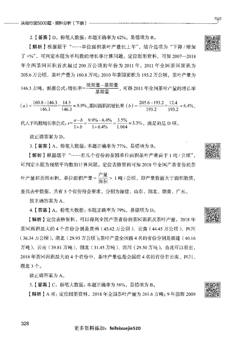 10资料分析（答案）_26吉林考备考资料包_11省考刷题包_04决战行测5000题_行测5000题2021年7月版次