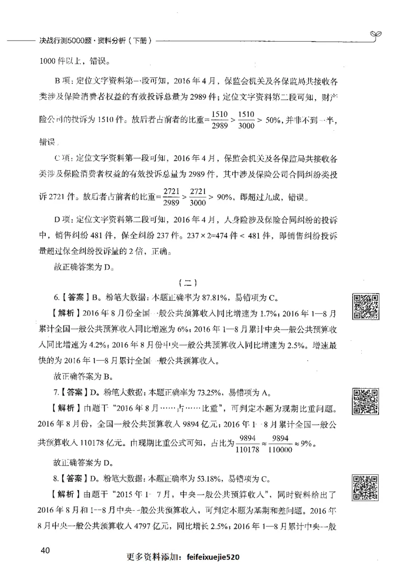 10资料分析（答案）_26吉林考备考资料包_11省考刷题包_04决战行测5000题_行测5000题2021年7月版次