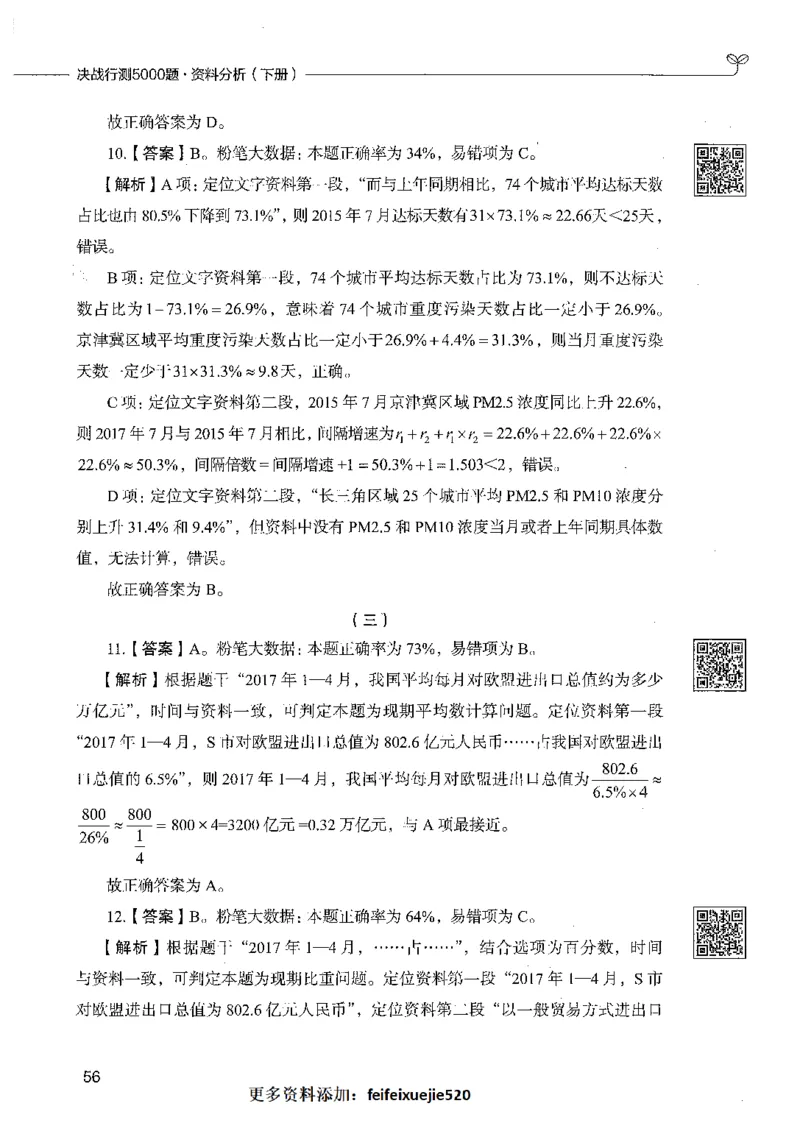 10资料分析（答案）_26吉林考备考资料包_11省考刷题包_04决战行测5000题_行测5000题2021年7月版次