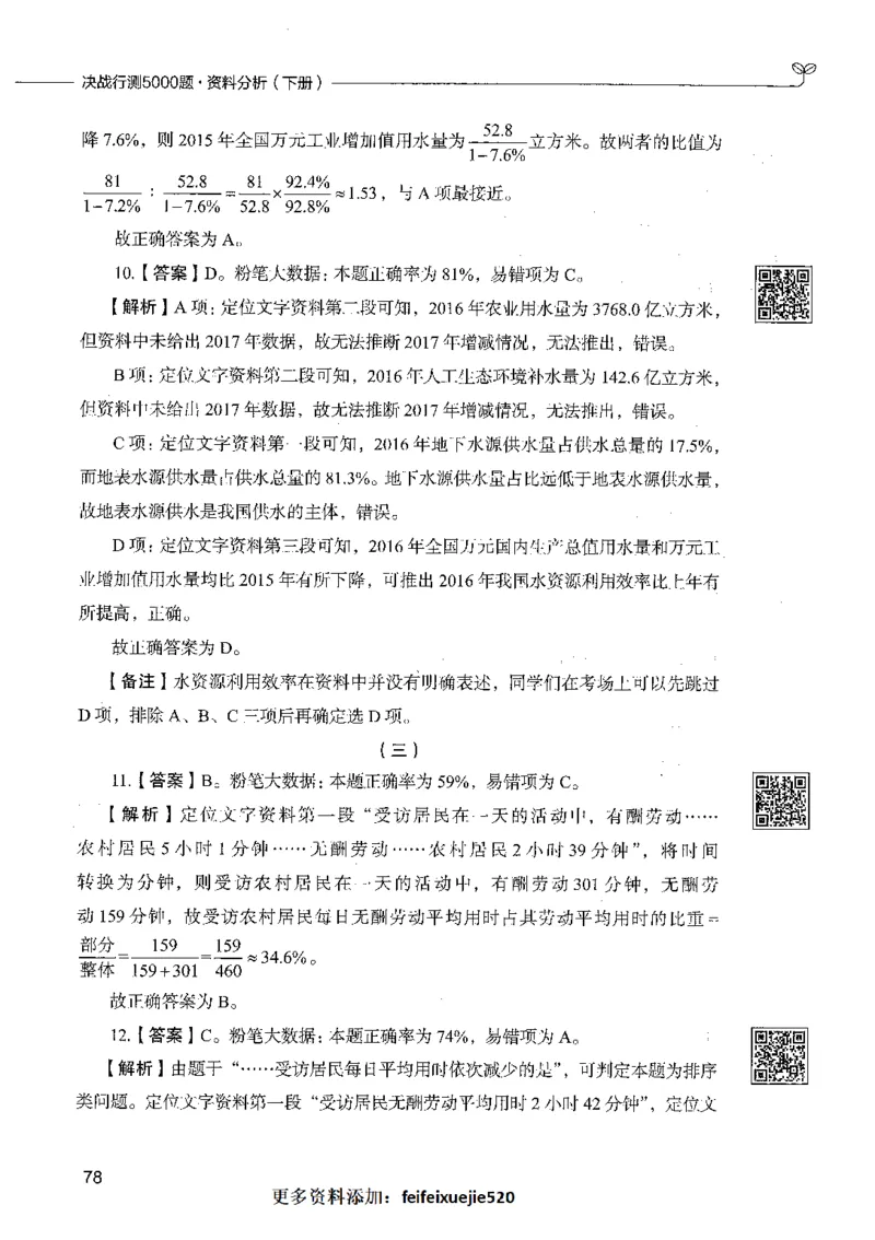10资料分析（答案）_26吉林考备考资料包_11省考刷题包_04决战行测5000题_行测5000题2021年7月版次