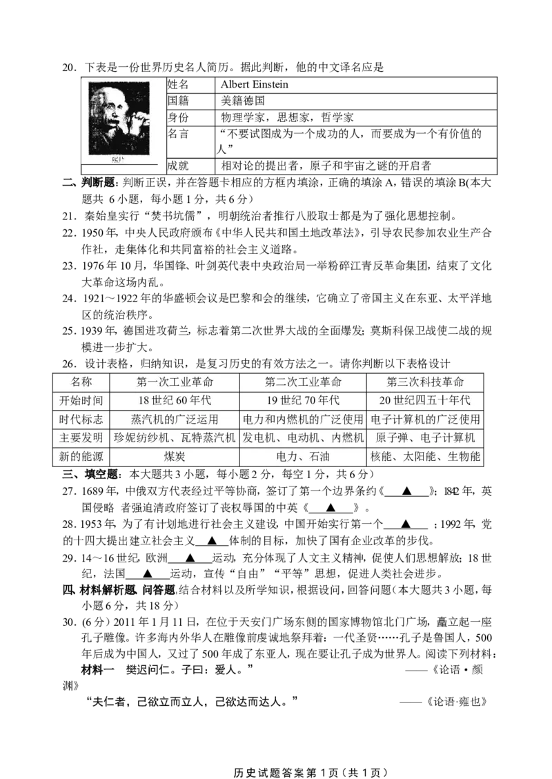 2012年江苏省苏州市中考历史试题及答案_中考真题_6.历史中考真题2015-2024年_地区卷_江苏省_苏州历史08-22