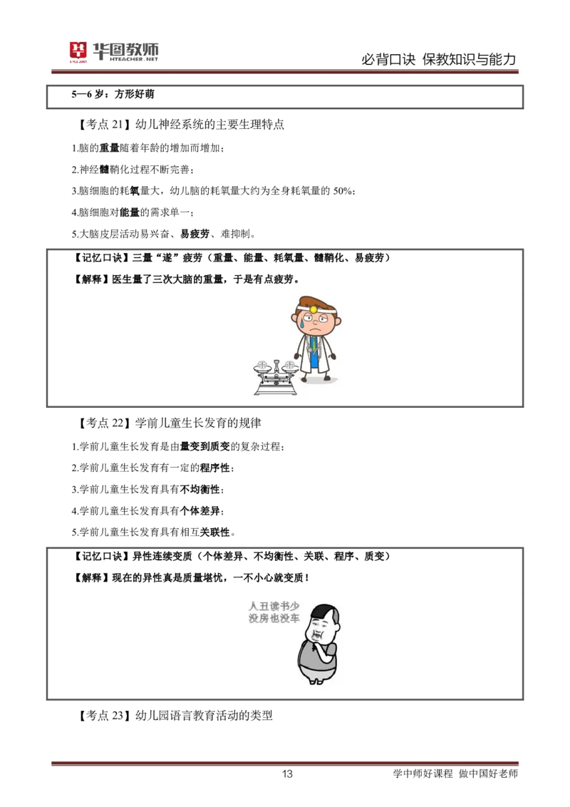 幼儿园保教知识与能力必背口诀公众号神奇喇叭_教资_25下资料合集一_01必背考点+文化素养