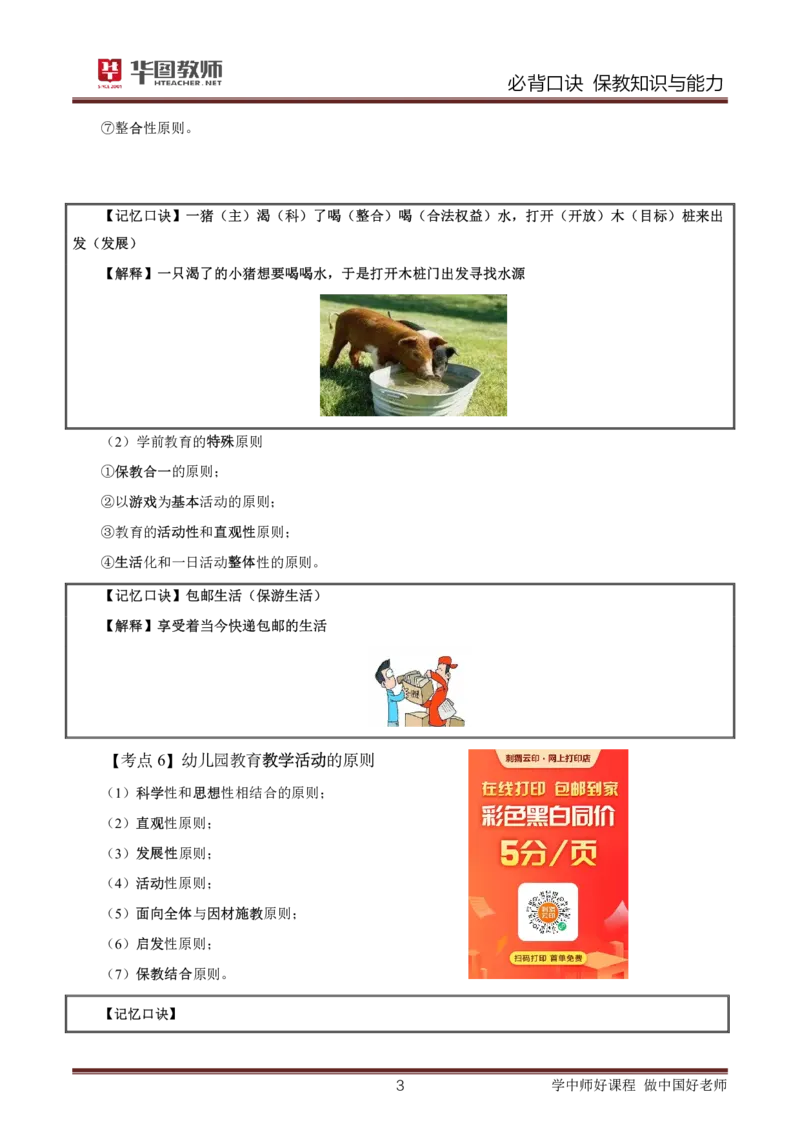 幼儿园保教知识与能力必背口诀公众号神奇喇叭_教资_25下资料合集一_01必背考点+文化素养