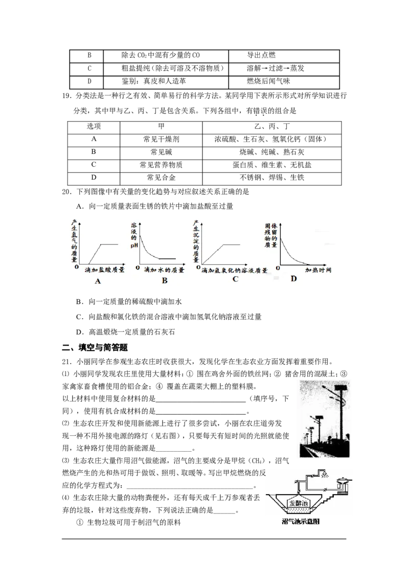 2009年山东省东营市化学中考试题及答案_中考真题_5.化学中考真题2015-2024年_地区卷_山东省_东营中考化学08-21