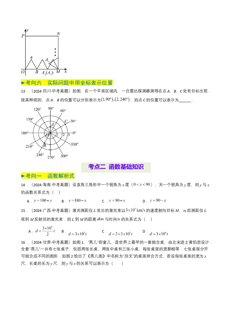 专题09平面直角坐标系与函数基础（原卷版）_2数学总复习_2025中考复习资料_备战2025年中考数学真题题源解密（全国通用）