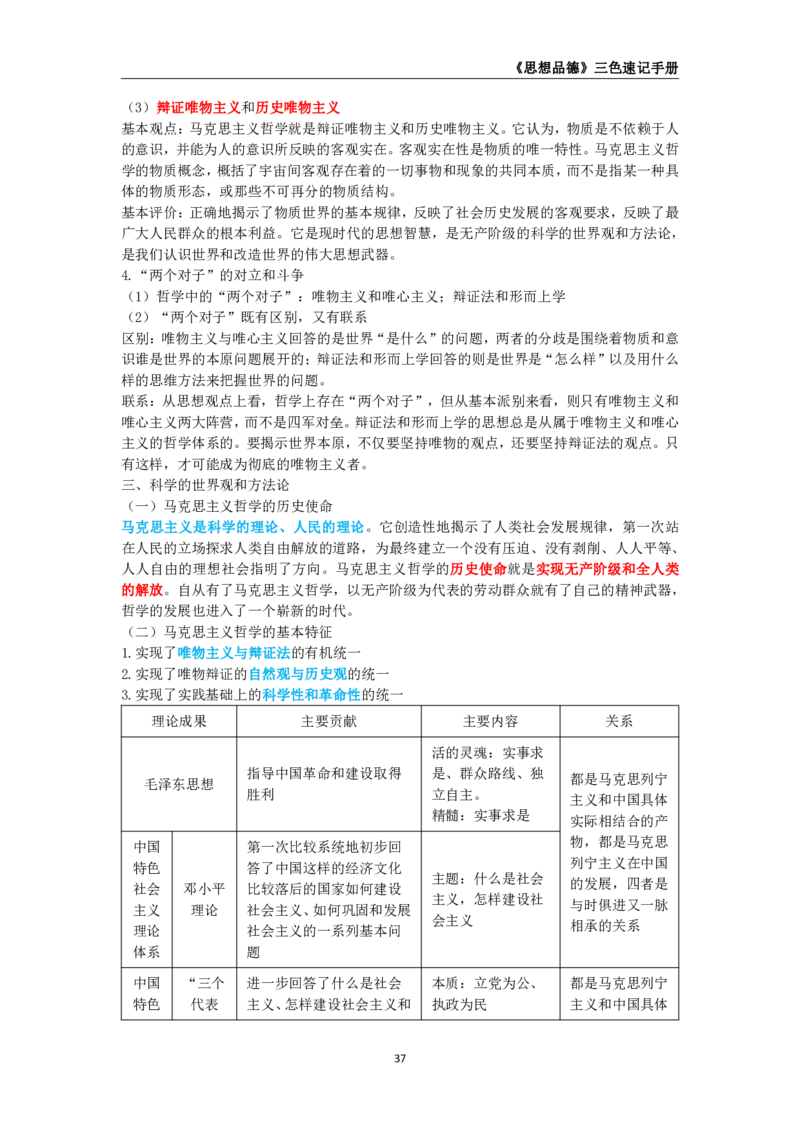 教师资格《（高中）思想品德》三色速记手册_教资_33教资笔试历年真题汇总（科一+科二+科三）_科三真题_02高中科三各科电子资料包合集_政治（资料文档）_高中政治