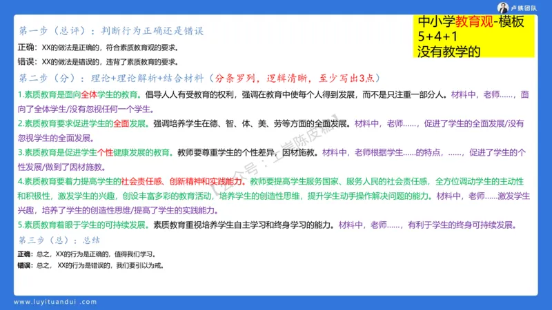 2.15中小学科一教育观+学生观模板(1)_4-教培资料-26年最新资料-同步更新_初中高中教资_2025上中学教资笔试_0525上急救班卢姨（中学科一科二）_25上中学科一急救班