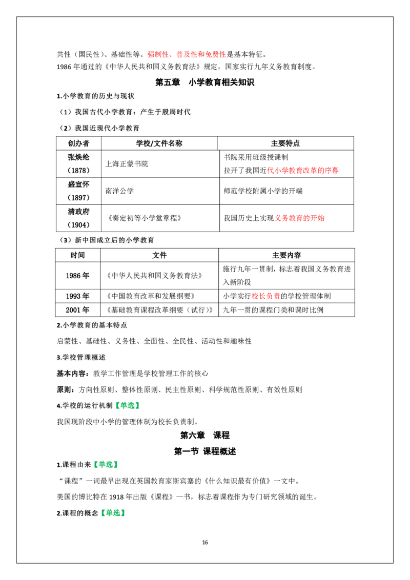 小学科二重难点_教资_必背重难点知识点