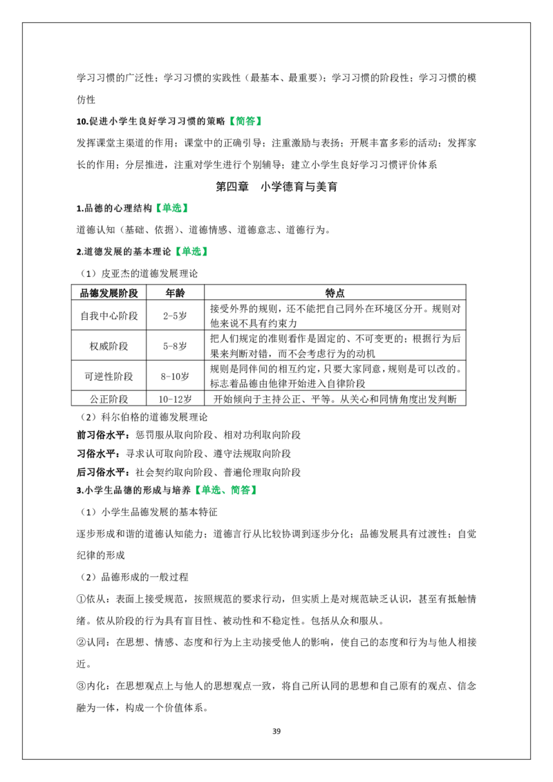 小学科二重难点_教资_必背重难点知识点