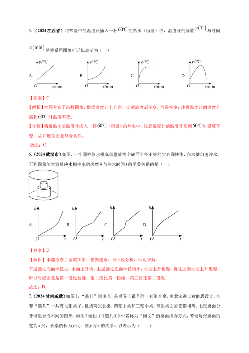 专题08函数概念及性质（解析版）_2数学总复习_2025中考复习资料_（2025年中考复习全国通用）2024年中考数学真题专题分类精选汇编