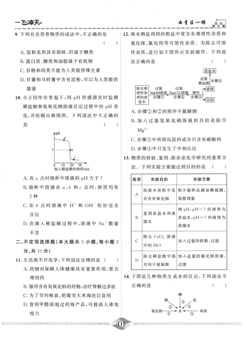 2026《一飞冲天中考模拟试题汇编》化学参考答案_《一飞冲天-中考专项》2026版_一飞冲天-中考模拟试题汇编（2026版）