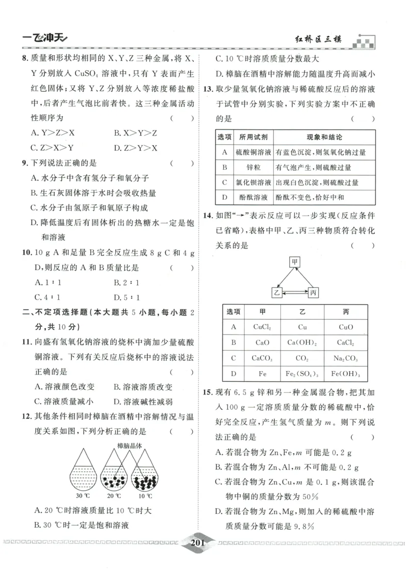 2026《一飞冲天中考模拟试题汇编》化学参考答案_《一飞冲天-中考专项》2026版_一飞冲天-中考模拟试题汇编（2026版）