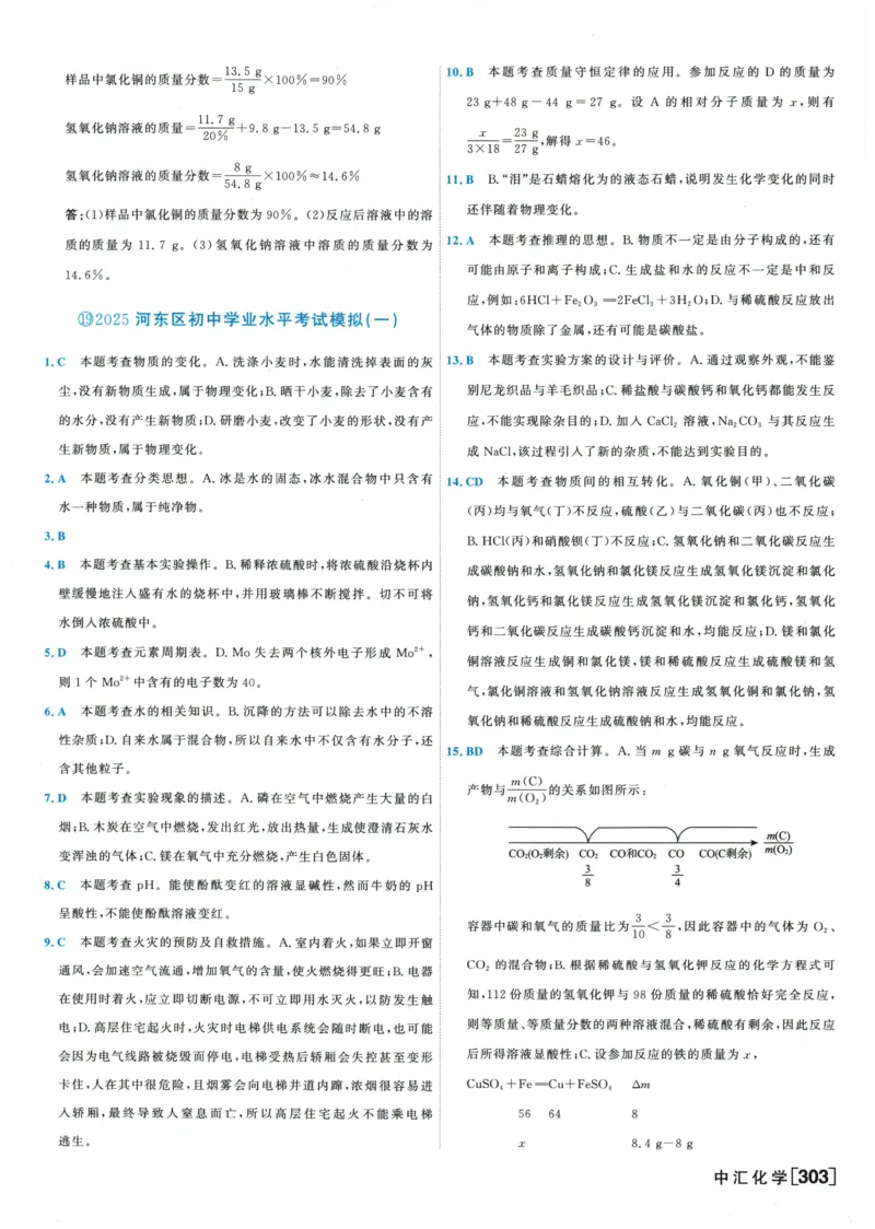2026《一飞冲天中考模拟试题汇编》化学参考答案_《一飞冲天-中考专项》2026版_一飞冲天-中考模拟试题汇编（2026版）