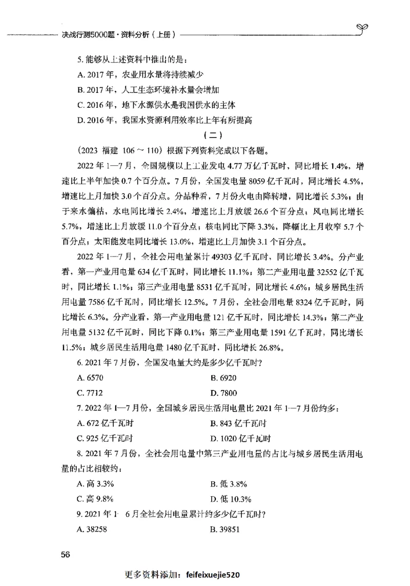 09资料分析（题本）2023年5月版_26吉林考备考资料包_11省考刷题包_04决战行测5000题_行测5000题2023年5月版次