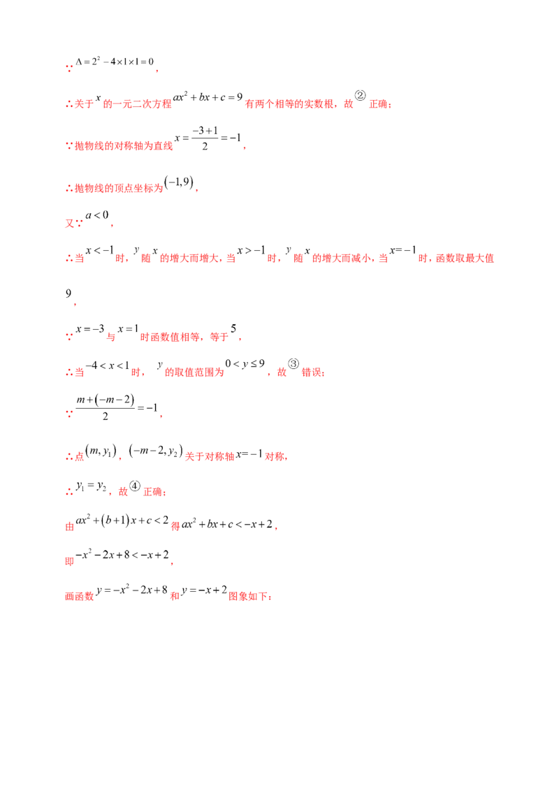 专题12二次函数的图像与性质（解析版）_2数学总复习_2025中考复习资料_（2025年中考复习全国通用）2024年中考数学真题专题分类精选汇编