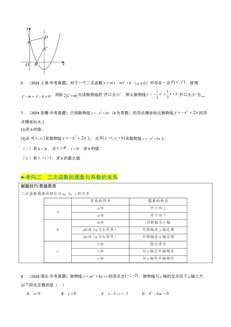 专题12二次函数（原卷版）_2数学总复习_2025中考复习资料_备战2025年中考数学真题题源解密（全国通用）