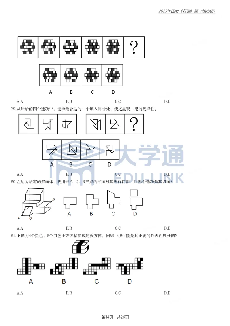 2025年国家公务员录用考试《行测》题（地市级）_2000-2025国考行测PDF