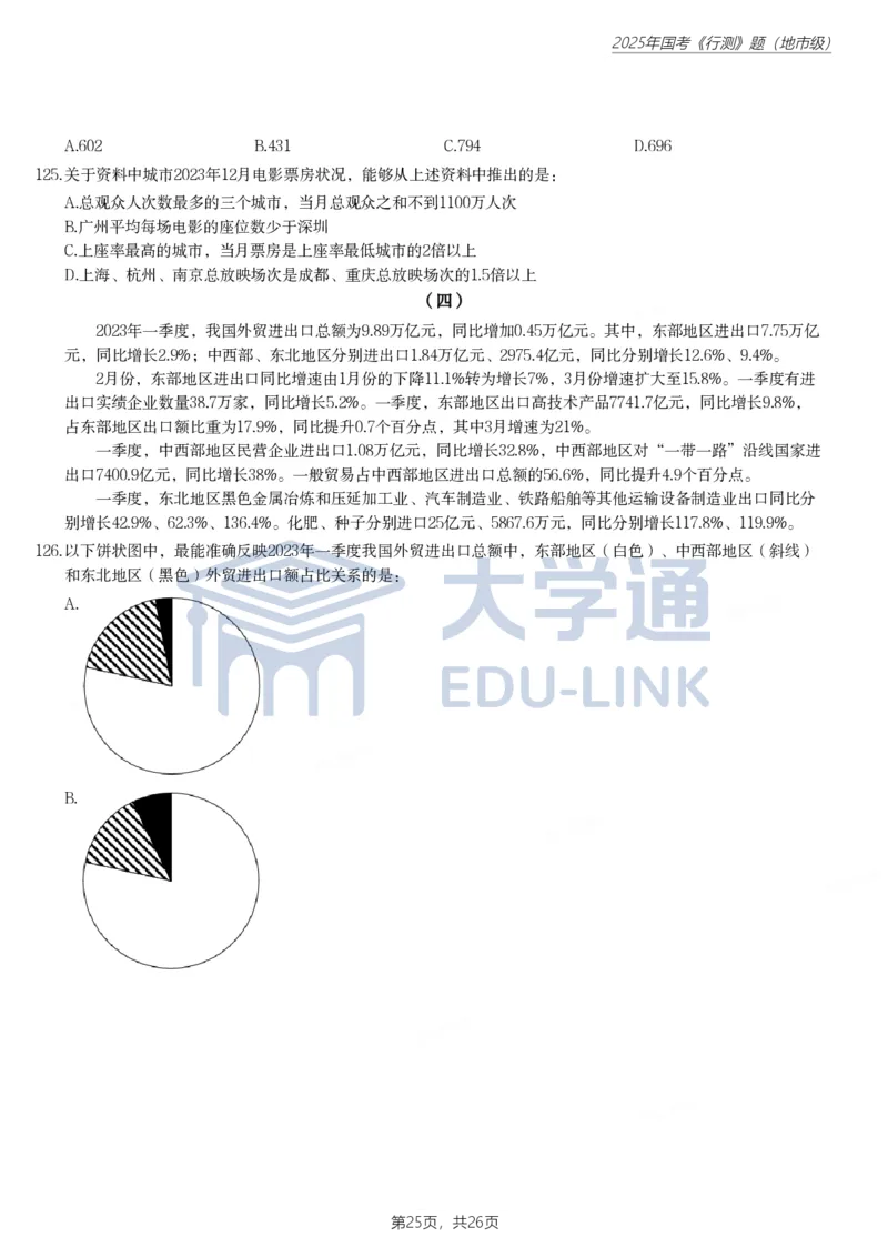 2025年国家公务员录用考试《行测》题（地市级）_2000-2025国考行测PDF