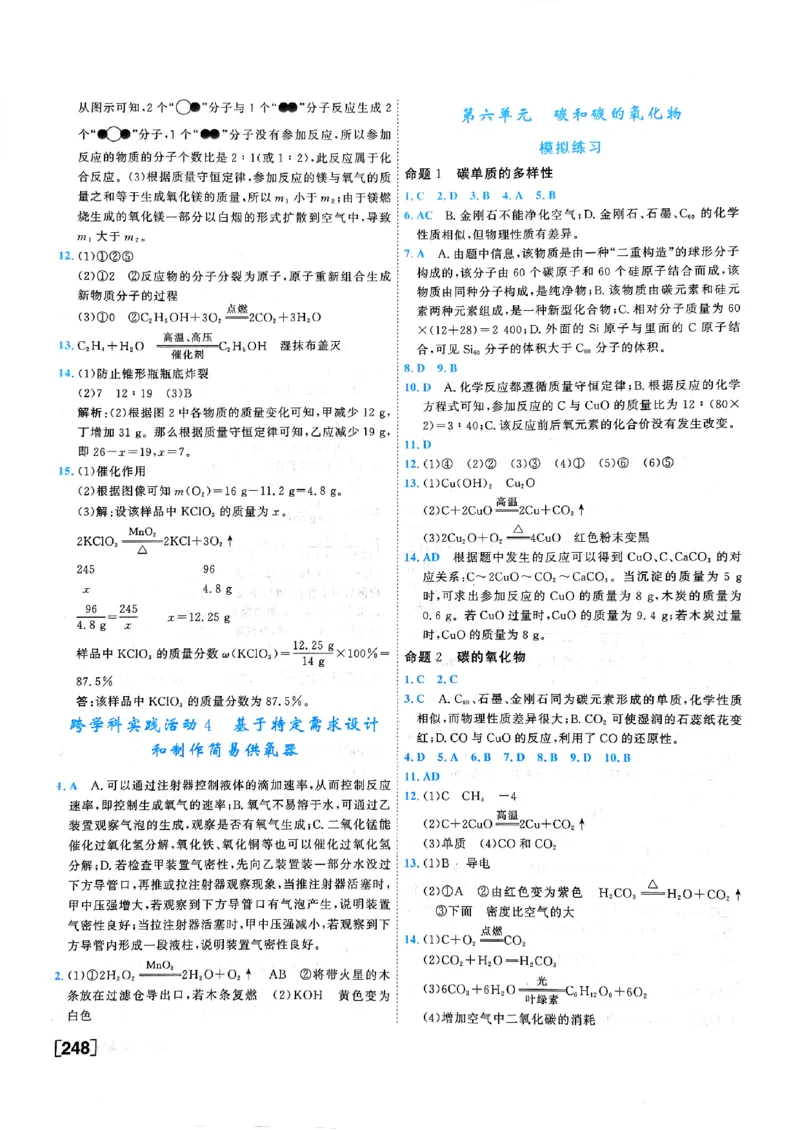 一飞冲天-中考专项精品试题分类-化学参考答案_《一飞冲天-中考专项》2026版_一飞冲天-中考专项（2026版）