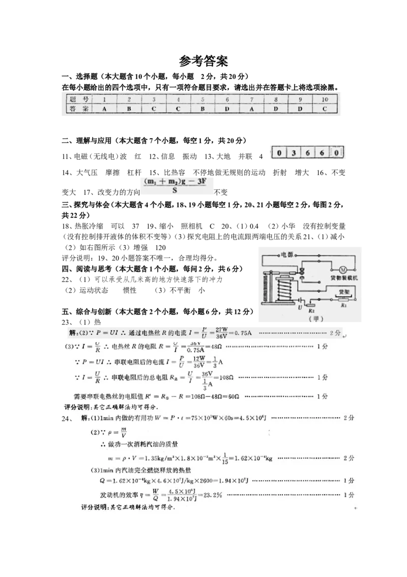 2008年山西省中考物理试题及答案(word版)_中考真题_4.物理中考真题2015-2024年_地区卷_山西中考物理2008---2022年（山西省统一试卷）