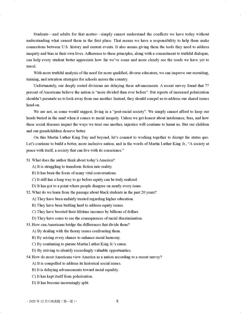 2025年12月六级真题-第一套_六级真题及答案（2015.6-2025.12）_32025年12月六级真题+解析+听力（最新）_12025年12月英语六级真题试卷（三套全）