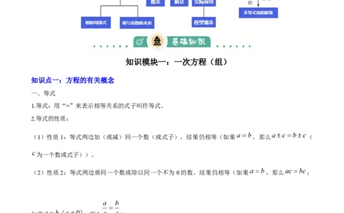 专题02方程与不等式（4大模块知识梳理+6个基础考点+2个方法技巧+2个易错点）解析版_2数学总复习_2025中考复习资料_2025年中考数学一轮知识梳理