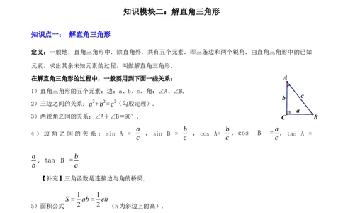 专题11锐角三角函数（3大模块知识梳理+9个考点+4个重难点+2个易错点）（解析版）_2数学总复习_2025中考复习资料_2025年中考数学一轮知识梳理