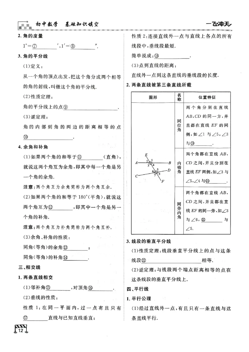 一飞冲天-中考专项精品试题分类-数学基础知识填空_《一飞冲天-中考专项》2026版_一飞冲天-中考专项（2026版）