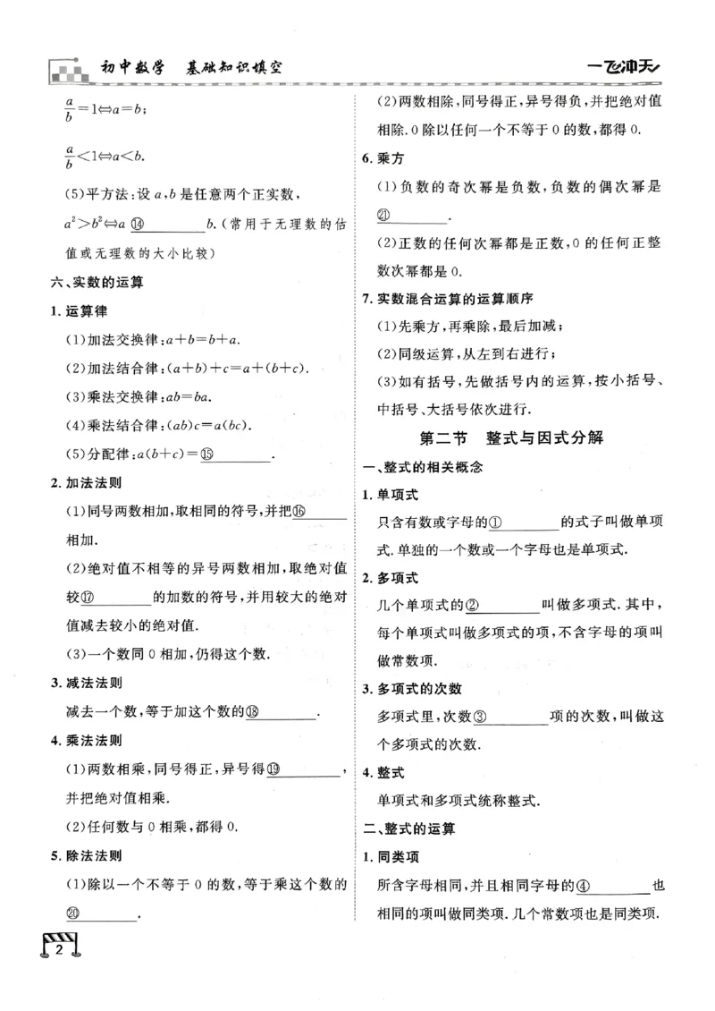 一飞冲天-中考专项精品试题分类-数学基础知识填空_《一飞冲天-中考专项》2026版_一飞冲天-中考专项（2026版）