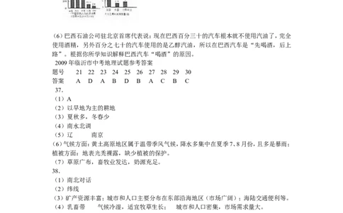 2009年临沂市中考地理试题及答案_中考真题_9.地理中考真题2015-2024年_地区卷_山东省_临沂地理08-22
