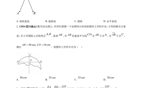 专题20圆（原卷版）_2数学总复习_2025中考复习资料_（2025年中考复习全国通用）2024年中考数学真题专题分类精选汇编_2024年中考数学真题分类汇编：专题20圆（原卷版+解析版）