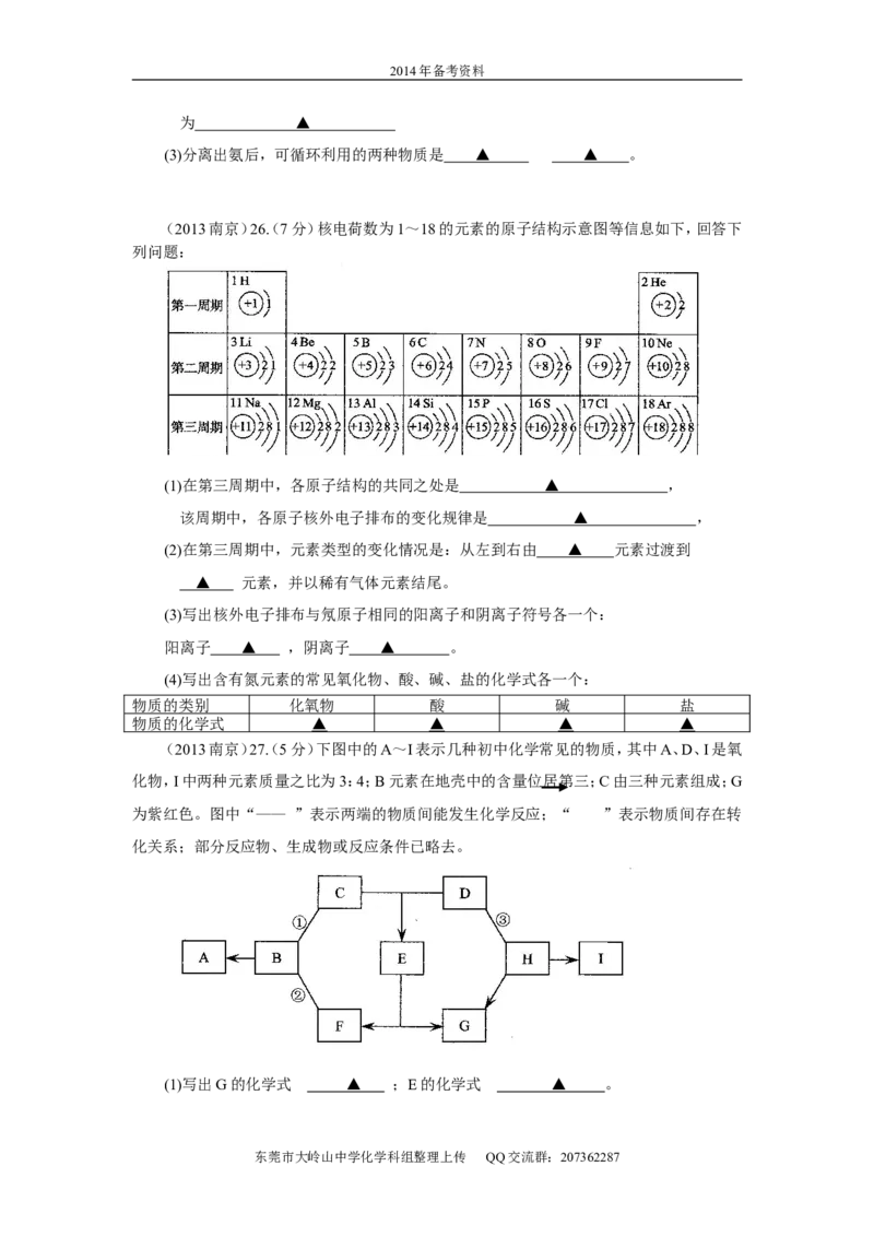 2013年南京中考化学试题及答案_中考真题_5.化学中考真题2015-2024年_地区卷_江苏省_南京化学08-22