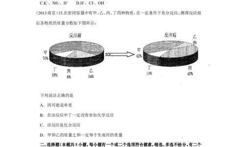 2013年南京中考化学试题及答案_中考真题_5.化学中考真题2015-2024年_地区卷_江苏省_南京化学08-22